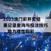 2023澳门彩开奖结果记录查询与投注技巧，助力理性购彩