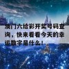 澳门六给彩开奖号码查询，快来看看今天的幸运数字是什么！