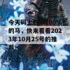 今天码上胜率100%的马，快来看看2023年10月25号的推荐！