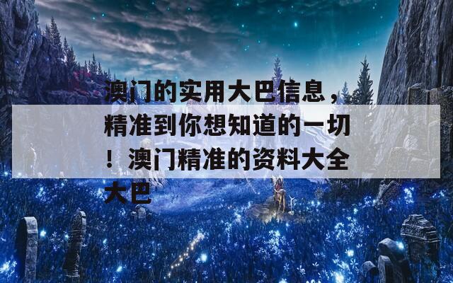 澳门的实用大巴信息，精准到你想知道的一切！澳门精准的资料大全大巴