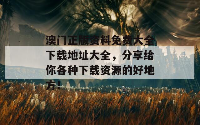 澳门正版资料免费大全下载地址大全，分享给你各种下载资源的好地方！