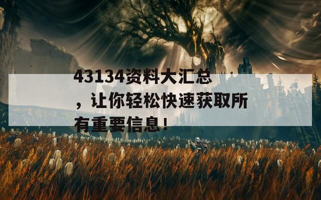 43134资料大汇总，让你轻松快速获取所有重要信息！