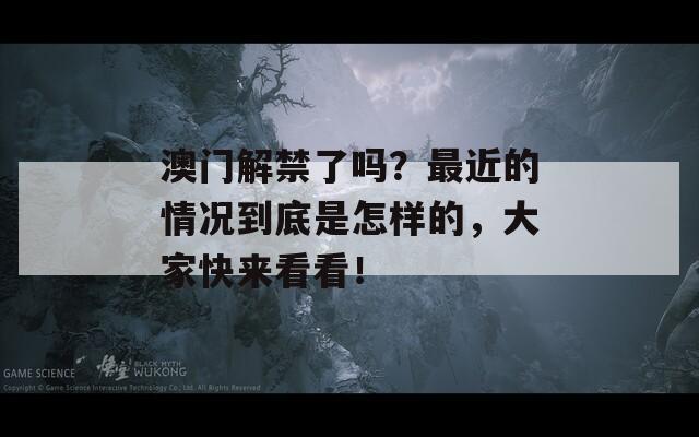 澳门解禁了吗？最近的情况到底是怎样的，大家快来看看！