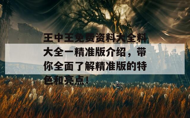 王中王免费资料大全料大全一精准版介绍，带你全面了解精准版的特色和亮点！