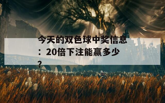 今天的双色球中奖信息：20倍下注能赢多少？