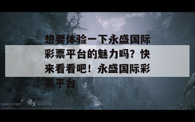 想要体验一下永盛国际彩票平台的魅力吗？快来看看吧！永盛国际彩票平台