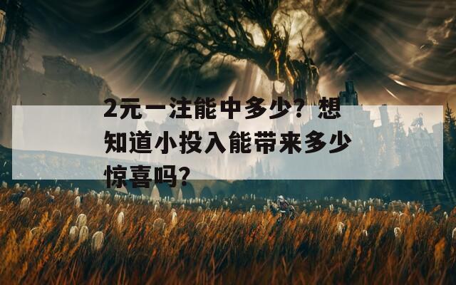 2元一注能中多少？想知道小投入能带来多少惊喜吗？