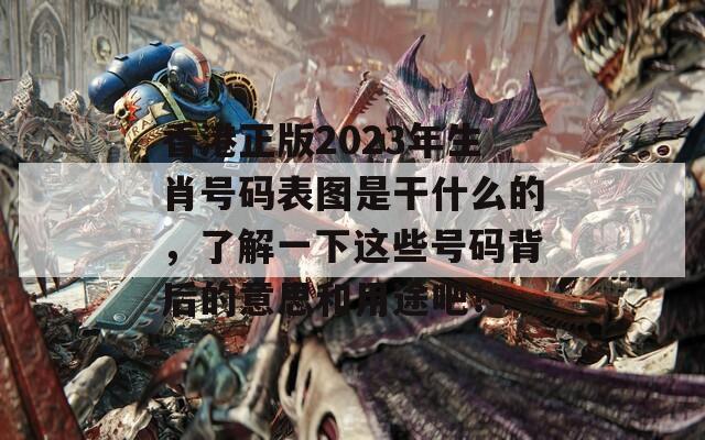 香港正版2023年生肖号码表图是干什么的，了解一下这些号码背后的意思和用途吧！