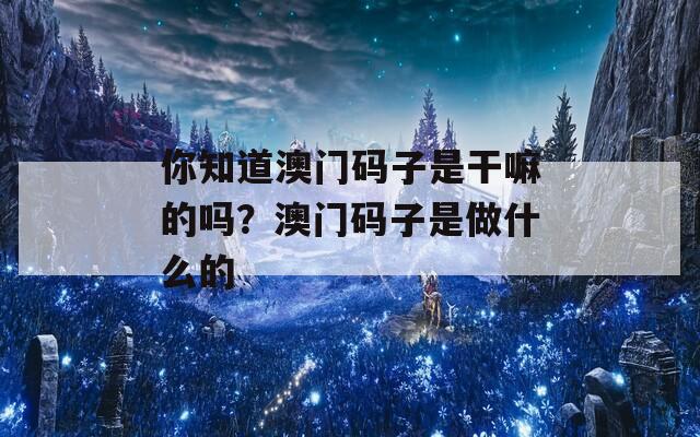 你知道澳门码子是干嘛的吗？澳门码子是做什么的